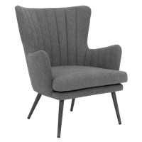 OSP Home Furnishings JEN-9124 Jenson Accent Chair with Charcoal Fabric and Grey Legs